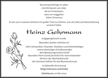 Traueranzeige von Heinz Gehrmann von Südthüringer Presse