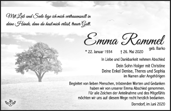 Traueranzeige von Emma Rommel von Südthüringer Presse