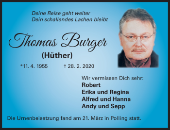 Traueranzeige von Thomas Burger von Frankenpost