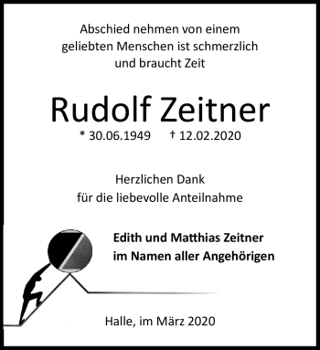Traueranzeige von Rudolf Zeitner von Südthüringer Presse