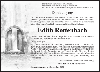 Traueranzeige von Edith Rottenbach von Südthüringer Presse