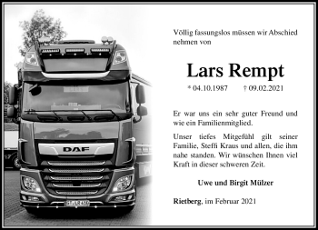 Traueranzeige von Lars Rempt von Neue Presse Coburg