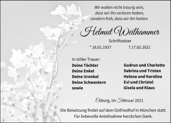 Traueranzeige von Helmut Weilhammer von Neue Presse Coburg