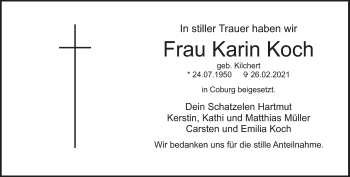Traueranzeige von Karin Koch von Neue Presse Coburg