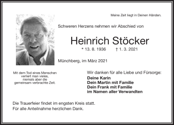 Traueranzeige von Heinrich Stöcker von Frankenpost