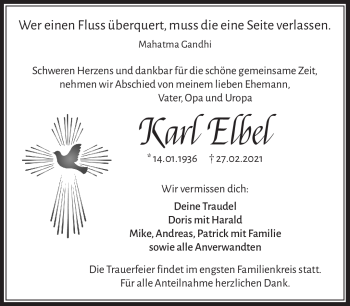 Traueranzeige von Karl Elbel von Frankenpost