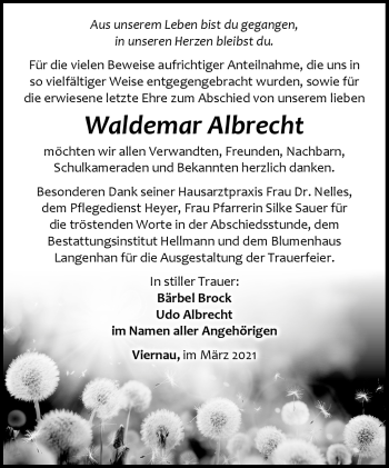 Traueranzeige von Waldemar Albrecht von Südthüringer Presse