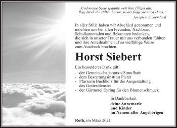Traueranzeige von Horst Siebert von Südthüringer Presse