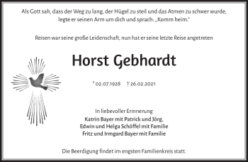 Traueranzeige von Horst Gebhardt von Frankenpost