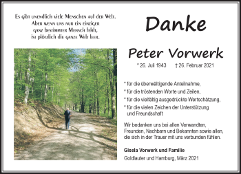 Traueranzeige von Peter Vorwerk von Südthüringer Presse