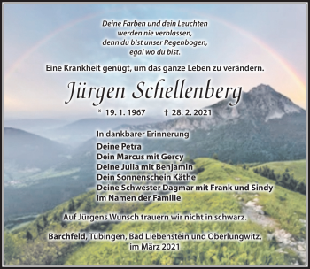 Traueranzeige von Jürgen Schwellenberg von Südthüringer Presse