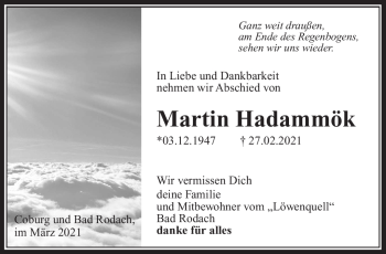 Traueranzeige von Martin Hadammök von Südthüringer Presse