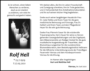 Traueranzeige von Rolf heil von Südthüringer Presse