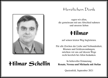 Traueranzeige von Hilmar Schellin von Südthüringer Presse