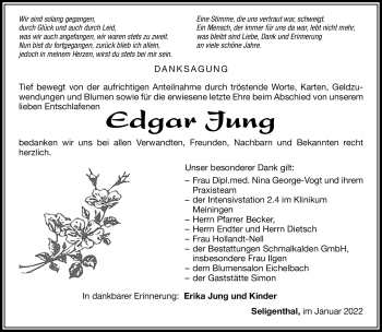 Traueranzeige von Edgar Jung von Südthüringer Presse