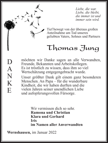 Traueranzeige von Thomas Jung von Südthüringer Presse
