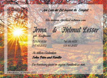 Traueranzeige von Irma Lesser von Südthüringer Presse