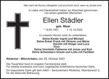 Traueranzeige von Ellen Städler von Neue Presse Coburg