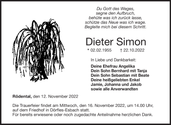 Traueranzeige von Dieter Simon von Neue Presse Coburg
