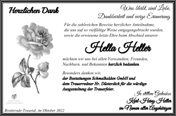 Traueranzeige von Hella Heller von Südthüringer Presse