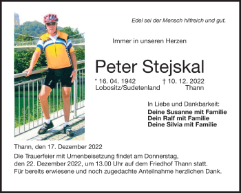 Traueranzeige von Peter Stejskal von Neue Presse Coburg