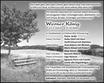 Traueranzeige von Werner König von Südthüringer Presse