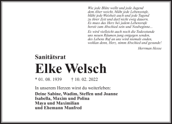Traueranzeige von Elke Welsch von Neue Presse Coburg