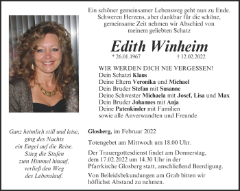 Traueranzeige von Edith Winheim von Neue Presse Coburg