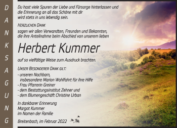 Traueranzeige von Herbert Kummer von Südthüringer Presse