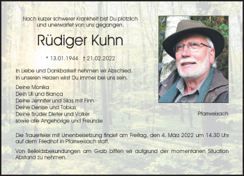 Traueranzeige von Rüdiger Kuhn von Neue Presse Coburg