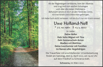 Traueranzeige von Uwe Holland-Nell von Südthüringer Presse
