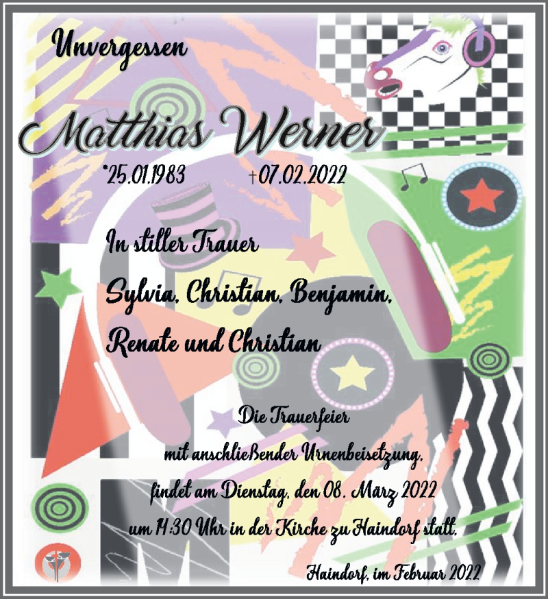  Traueranzeige für Matthias Werner vom 05.03.2022 aus Südthüringer Presse
