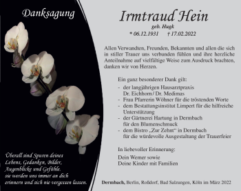 Traueranzeige von Irmtraud Hein von Südthüringer Presse