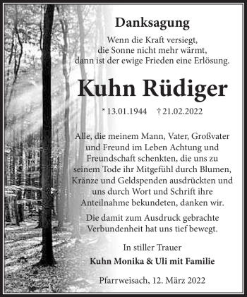 Traueranzeige von Rüdiger Kuhn von Neue Presse Coburg