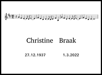 Traueranzeige von Christine Braak von Neue Presse Coburg