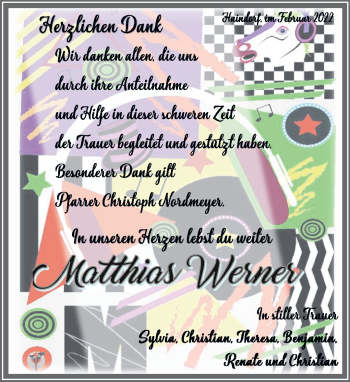 Traueranzeige von Matthias Werner von Südthüringer Presse