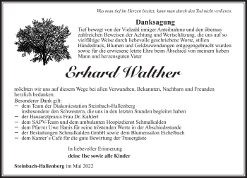 Traueranzeige von Erhard Walther von Südthüringer Presse