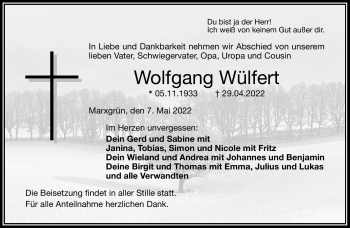 Traueranzeige von Wolfgang Wülfert von Frankenpost