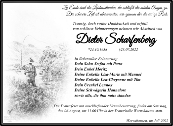 Traueranzeige von Dieter Scharfenberg von Südthüringer Presse