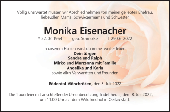 Traueranzeige von Monika Eisenacher von Neue Presse Coburg