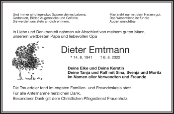 Traueranzeige von Dieter Emtmann von Frankenpost