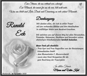 Traueranzeige von Ronald Eck von Südthüringer Presse