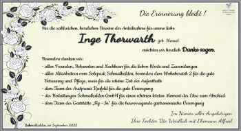 Traueranzeige von Inge Thorwarth von Südthüringer Presse