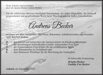 Traueranzeige von Andreas Becker von Südthüringer Presse