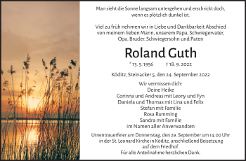 Traueranzeige von Roland Guth von Frankenpost