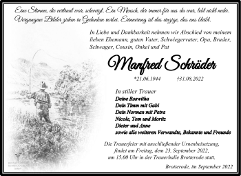 Traueranzeige von Manfred Schröder von Südthüringer Presse