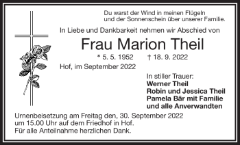 Traueranzeige von Marion Theil von Frankenpost