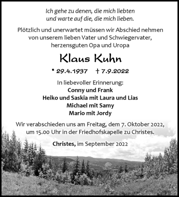 Traueranzeige von Klaus Kuhn von Südthüringer Presse