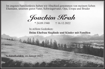 Traueranzeige von Joachim Krah von Südthüringer Presse