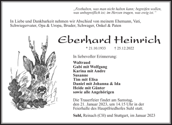 Traueranzeige von Eberhard Heinrich von Südthüringer Presse